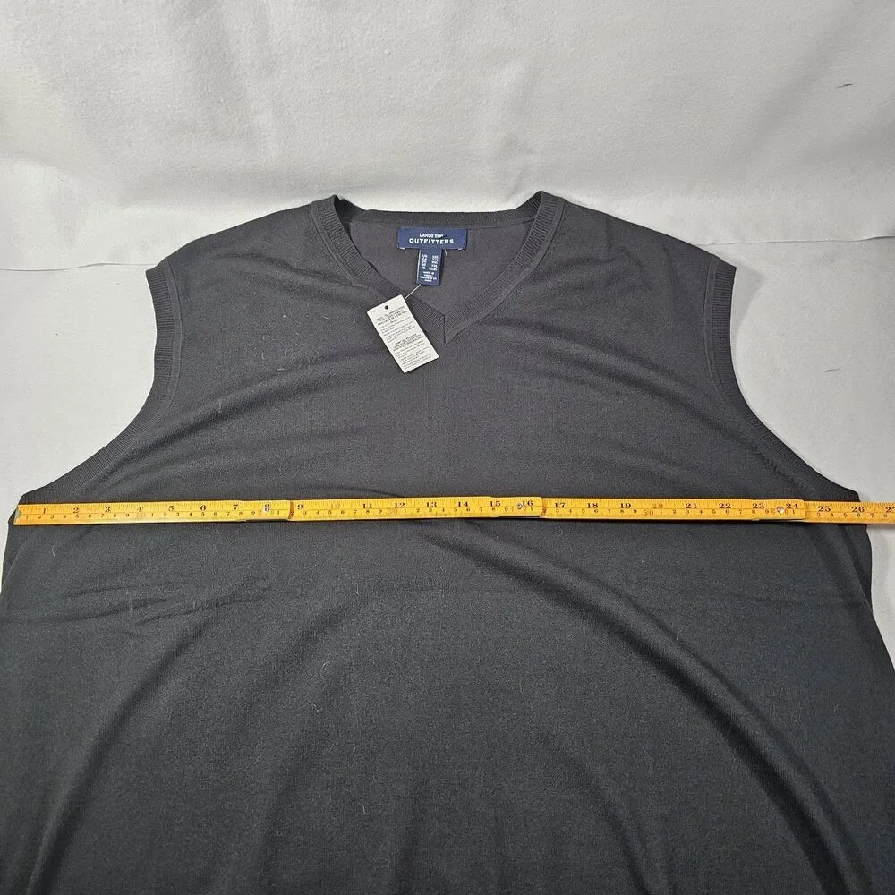 Lands End Preppy Black V Neck Sweater Vest Men Size XXL Tall  Office Smart NEW